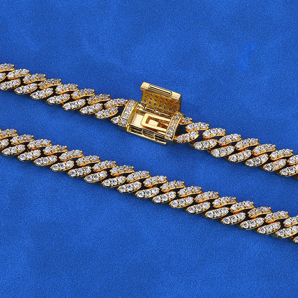 Iced Out Moissanite Cuban Link Chain – 925 Sterling Silver 8mm Hip Hop Necklace | VVS Stones | GRA Certified Gold - KRWN Fine Jewelry