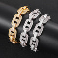 15MM Iced Out Pig Nose Bracelet – Baguette CZ Mariner Link Hip Hop Bangle | Esekeem Gold - KRWN Fine Jewelry