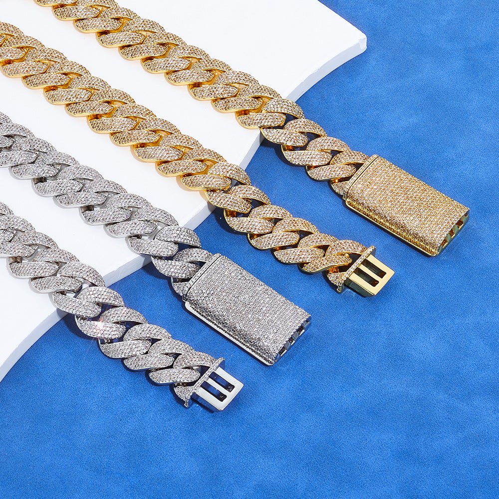18mm Baguette Moissanite Cuban Link Chain – S925 Silver GRA Certified Iced Out Hip Hop Necklace for Men & Women Silver - KRWN Fine Jewelry