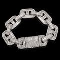 15MM Iced Out Pig Nose Bracelet – Baguette CZ Mariner Link Hip Hop Bangle | Esekeem