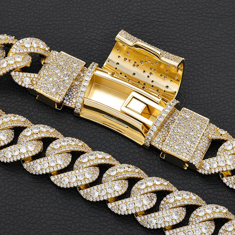 22mm Iced Out Moissanite Cuban Link Necklace — VVS Heavyweight Chain for Men, Gold/White Gold/Rose Gold, 18"-24" | GRA Certified Rose Gold - KRWN Fine Jewelry