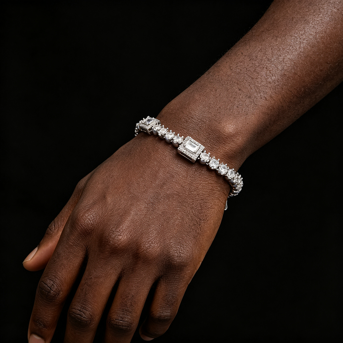 Iced Out Square Cut Tennis Bracelet - 8mm CZ 18K Gold Plated Hip Hop Jewelry