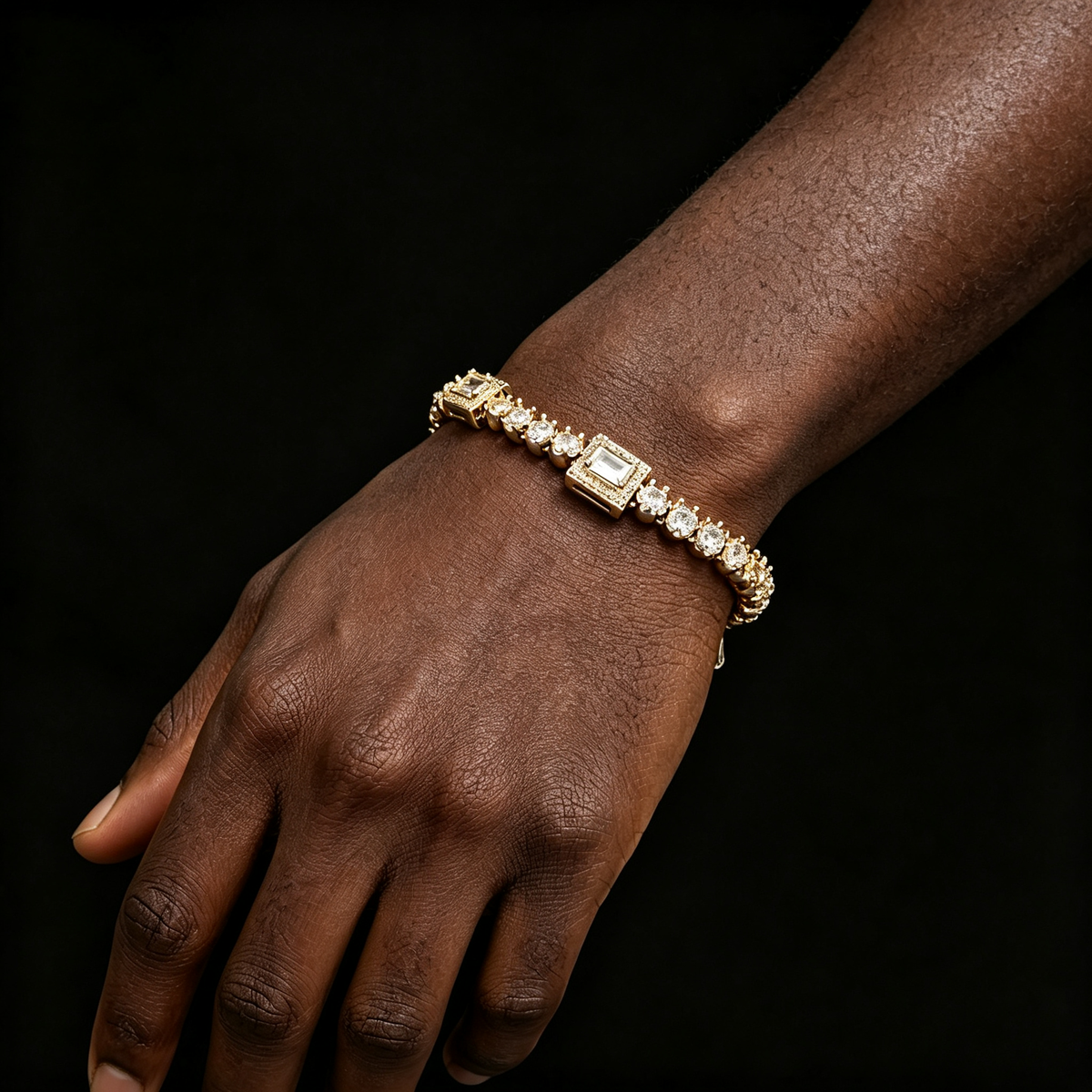 Iced Out Square Cut Tennis Bracelet - 8mm CZ 18K Gold Plated Hip Hop Jewelry