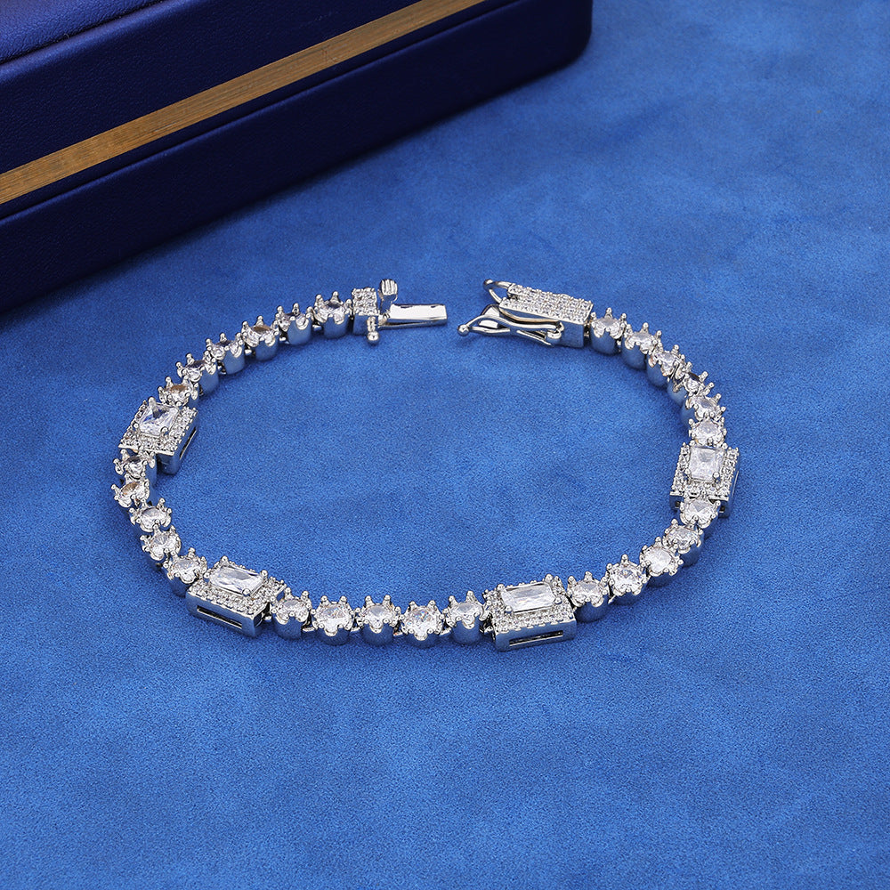 Iced Out Square Cut Tennis Bracelet - 8mm CZ 18K Gold Plated Hip Hop Jewelry