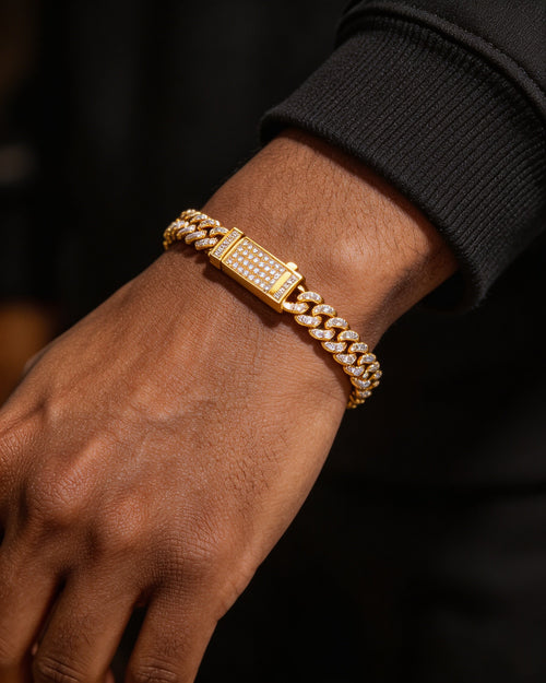 5mm Moissanite Cuban Link Bracelet – S925 Silver GRA Certified Iced Out Hip Hop Bracelet for Men & Women, Pass Diamond Tester Gold - KRWN Fine Jewelry