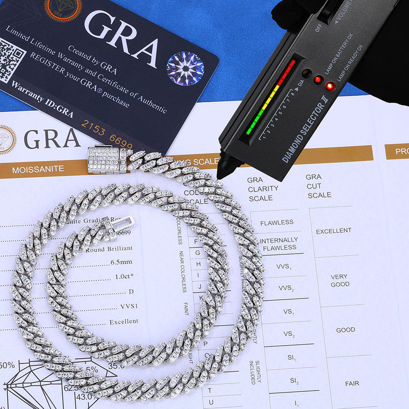Iced Out Moissanite Cuban Link Chain – 925 Sterling Silver 8mm Hip Hop Necklace | VVS Stones | GRA Certified