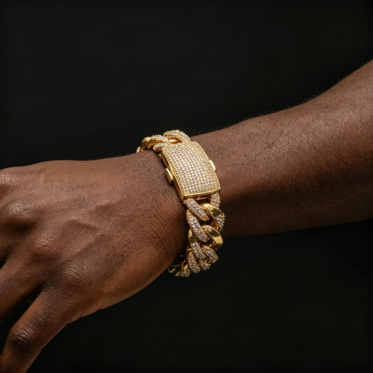 Men's 20mm Iced Out Cuban Link Bracelet 18K Gold Plated CZ Diamond Hip Hop