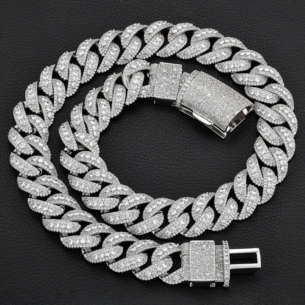 Iced Out Heavyweight Cuban Link Necklace 22mm – Thick Copper Pave CZ Chain, Hip Hop Jewelry for Men, Gold/White/Rose Gold, 18"-24"