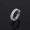 Esk EEM Emerald Cut CZ Eternity Band Ring | Iced Out Hip Hop Cuban Style | 18K Gold & White Gold Plated Copper | Unisex Statement Wedding Band Men Women Sizes 7-11