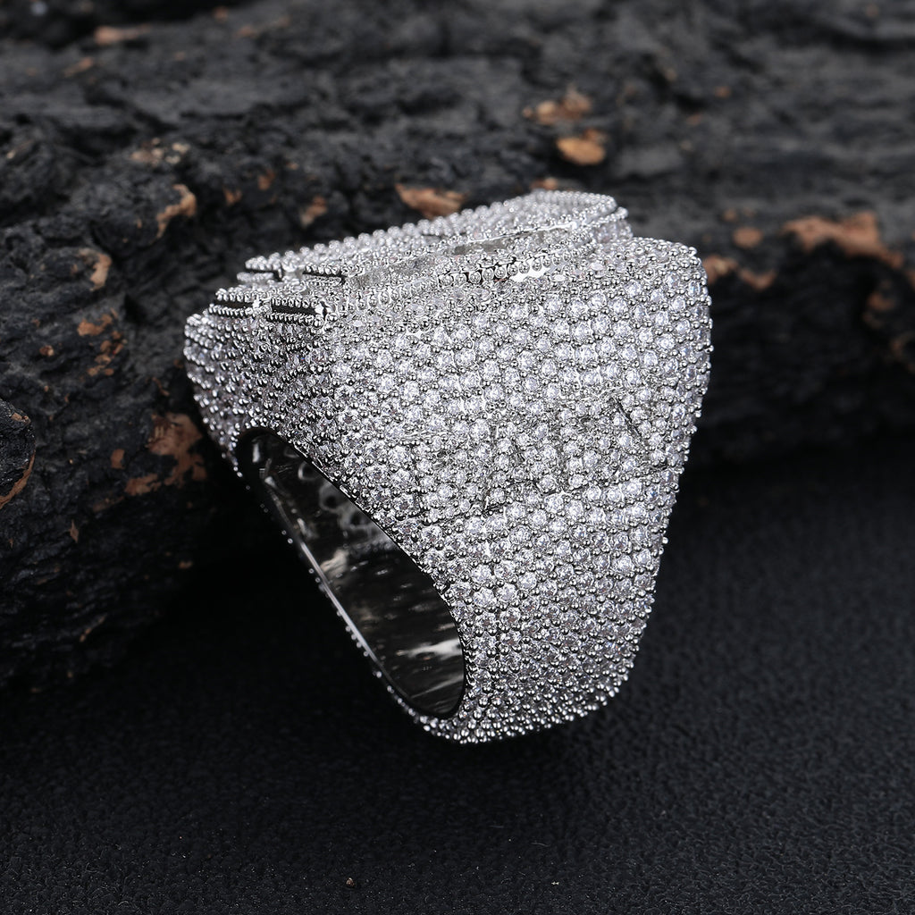Iced Out Custom Letter Ring — Baguette CZ Initial Ring for Men, Gold Plated Hip Hop Bling Pinky Ring, Sizes 7-10