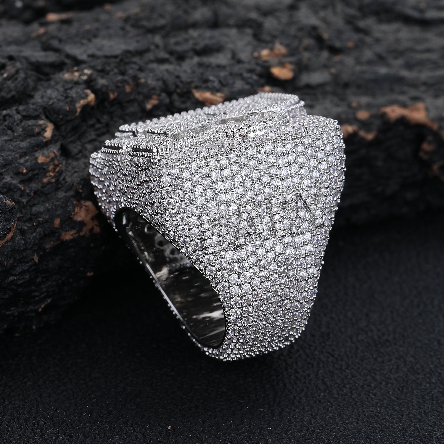 Iced Out Custom Letter Ring — Baguette CZ Initial Ring for Men, Gold Plated Hip Hop Bling Pinky Ring, Sizes 7-10