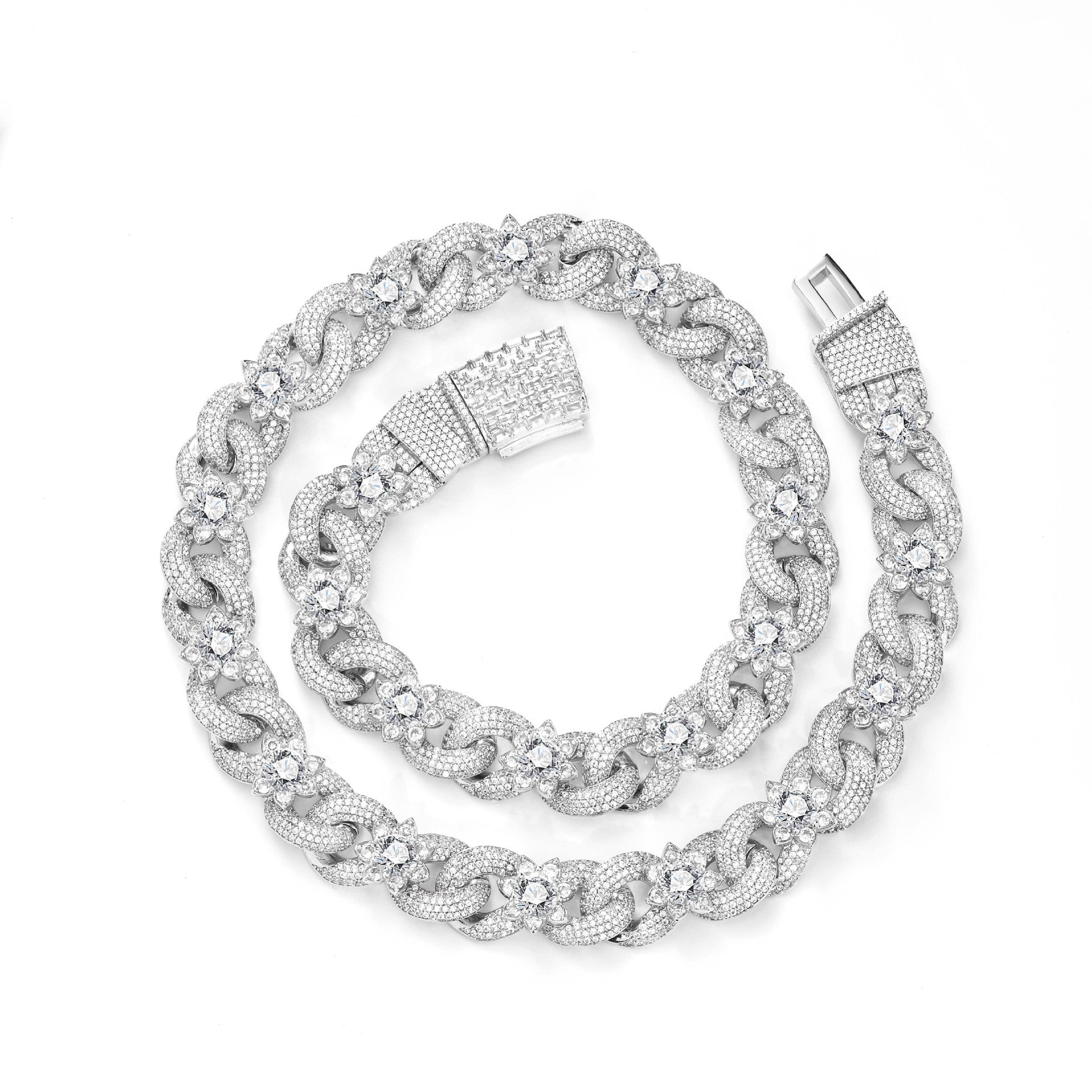 Iced Out Flower Cuban Link Chain – 15mm Pave-Set CZ Hip Hop Necklace for Men & Women | 170g Heavy Statement Jewelry