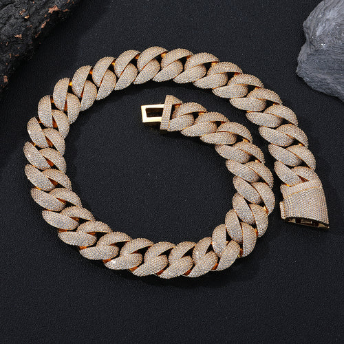 22mm Iced Out Cuban Link Bracelet — Gold Plated CZ Bling Cuban Chain Bracelet for Men & Women, Hip Hop Rapper Jewelry, White Gold / Yellow Gold / Rose Gold