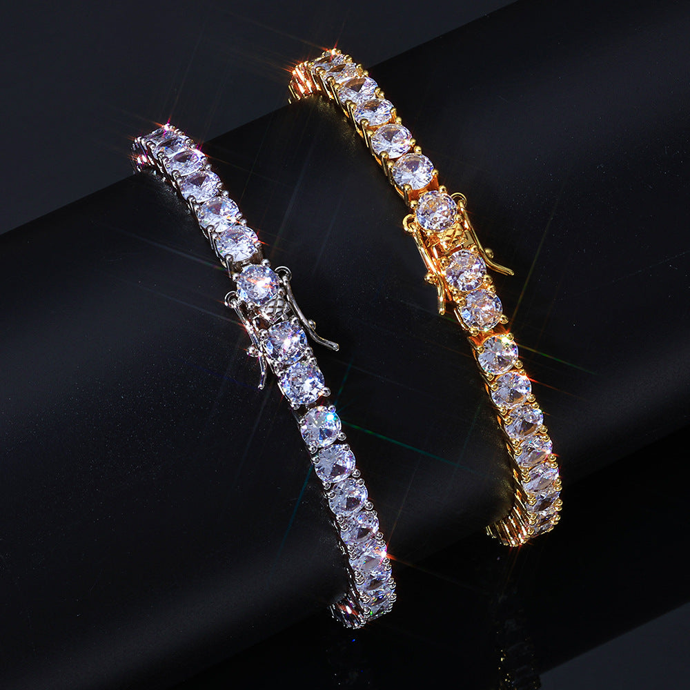 Iced Out Tennis Chain Bracelet – 2/3/4mm Pave-Set CZ Hip Hop Bracelet for Men & Women
