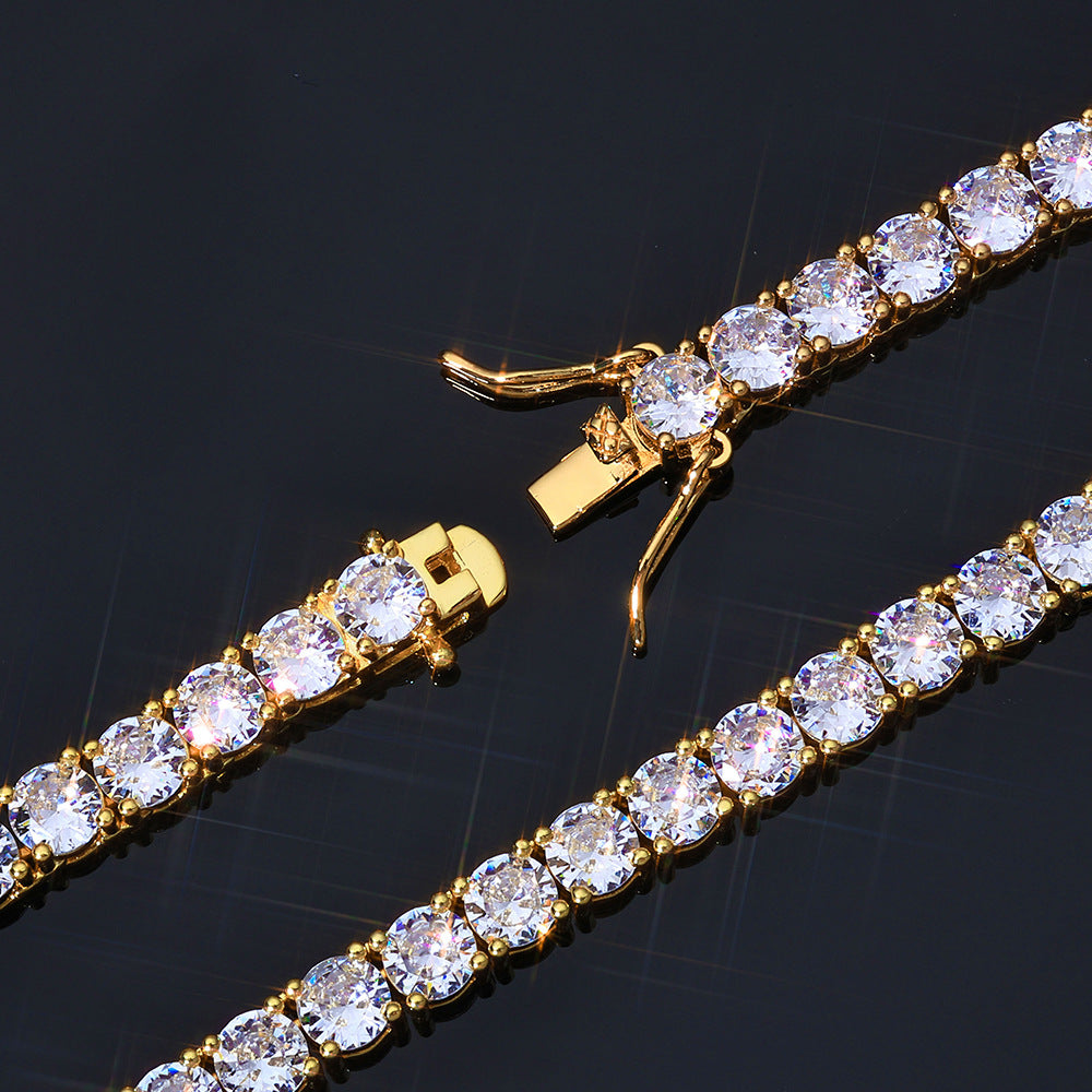 Iced Out Tennis Chain Bracelet – 2/3/4mm Pave-Set CZ Hip Hop Bracelet for Men & Women