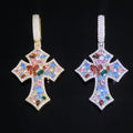 Colorful Gemstone Cross Pendant Necklace – Iced Out Multicolor Zircon Hip Hop Cross Jewelry for Men & Women | Esekeem PEN296