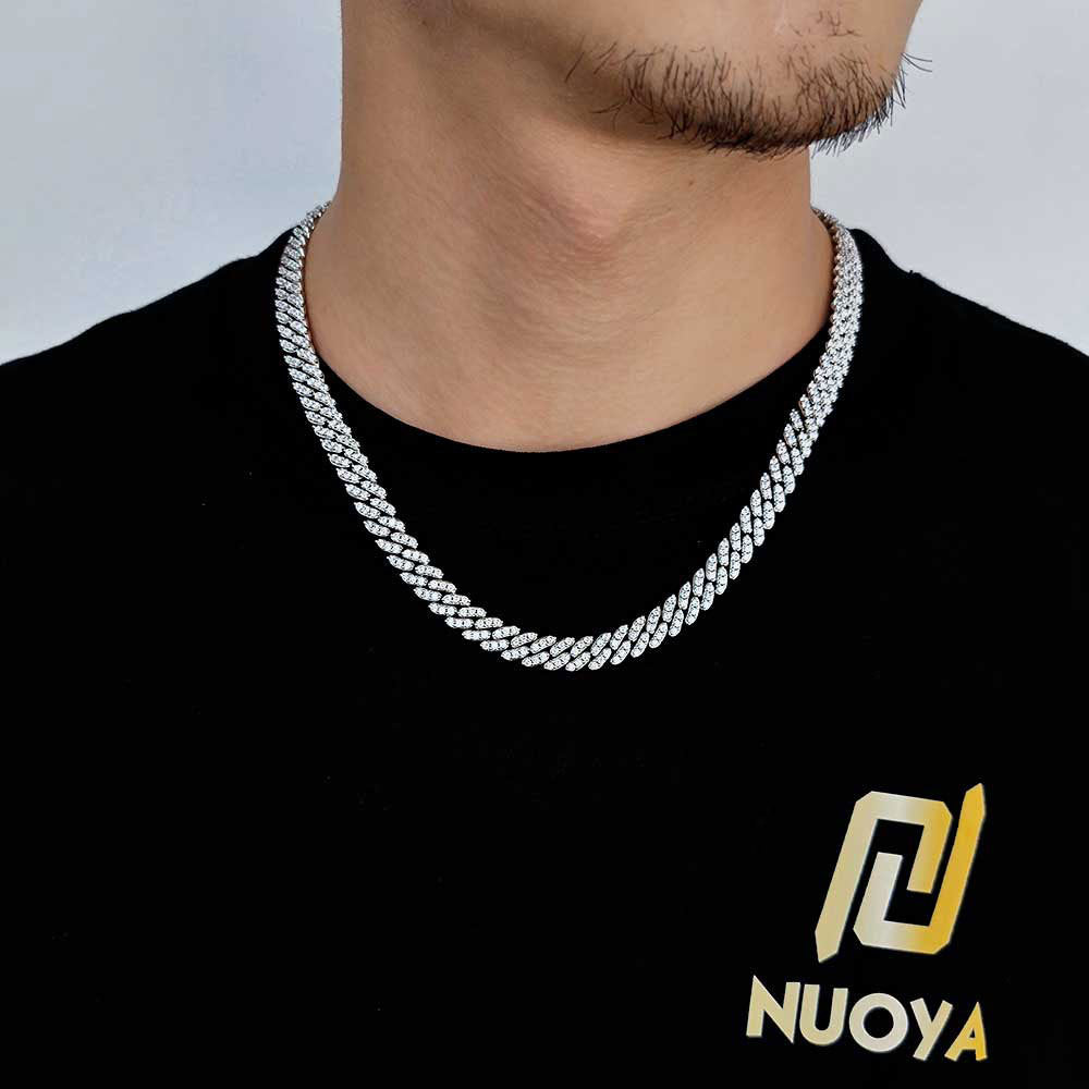 Iced Out Moissanite Cuban Link Chain – 925 Sterling Silver 8mm Hip Hop Necklace | VVS Stones | GRA Certified