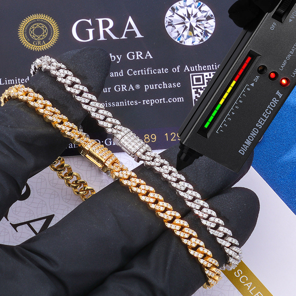 5mm Moissanite Cuban Link Bracelet – S925 Silver GRA Certified Iced Out Hip Hop Bracelet for Men & Women, Pass Diamond Tester