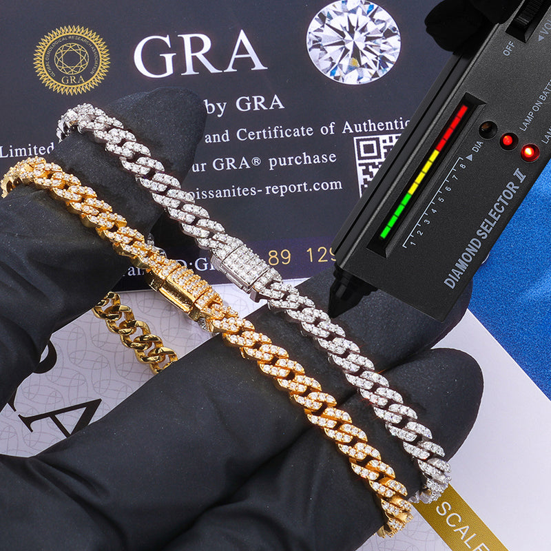 5mm Moissanite Cuban Link Bracelet – S925 Silver GRA Certified Iced Out Hip Hop Bracelet for Men & Women, Pass Diamond Tester