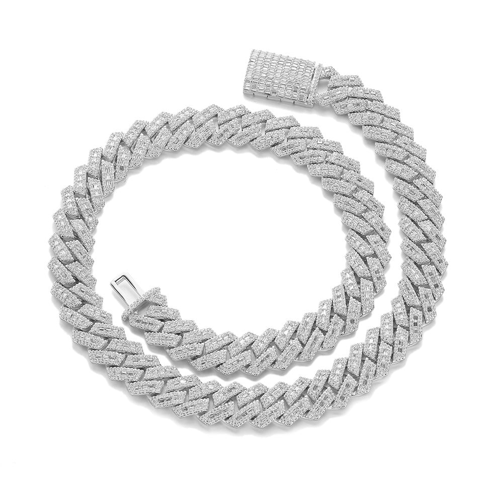 15mm Baguette Cuban Link Bracelet — Iced Out Rectangular CZ Gold Plated Hip Hop Chain for Men (62g Heavyweight)