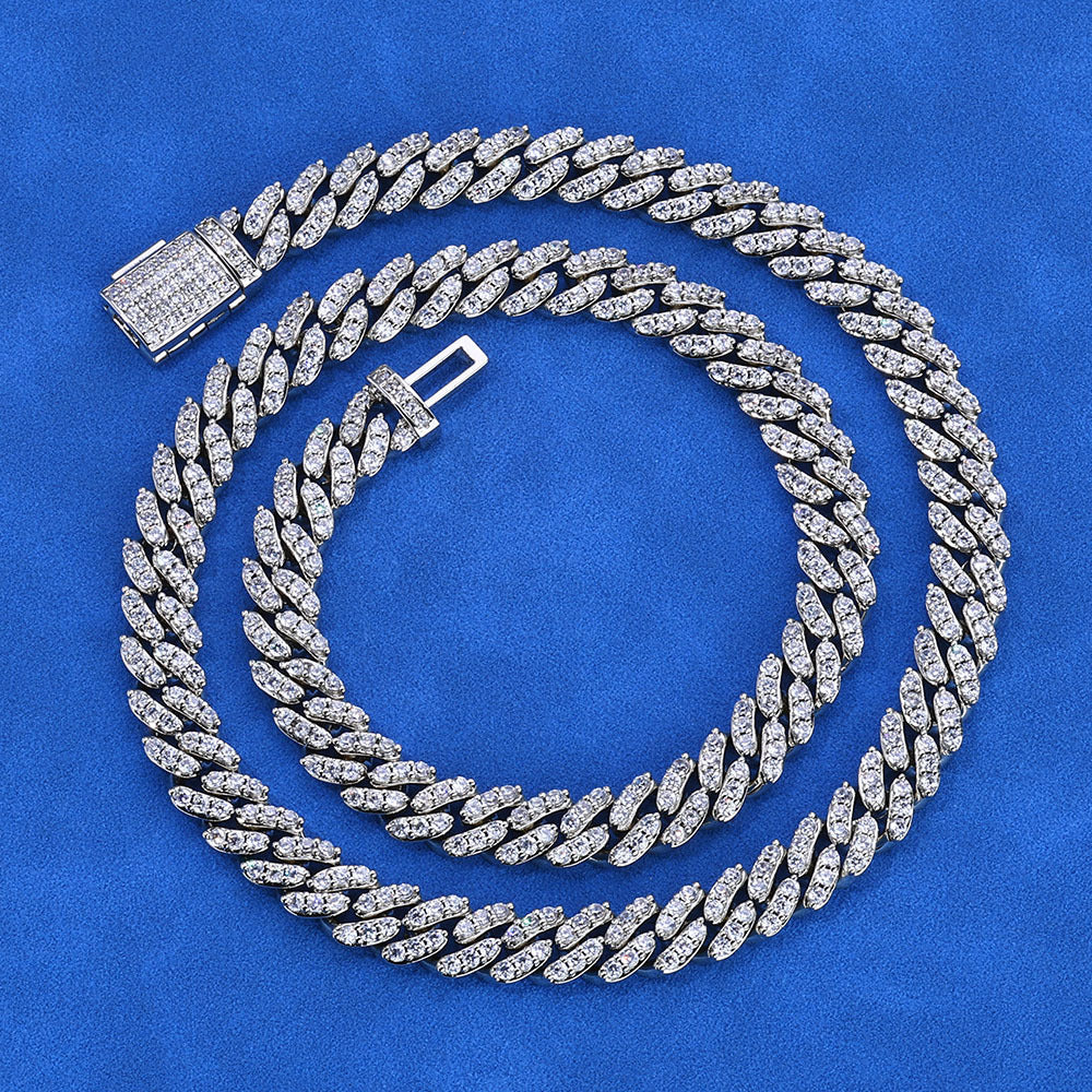 Iced Out Moissanite Cuban Link Chain – 925 Sterling Silver 8mm Hip Hop Necklace | VVS Stones | GRA Certified