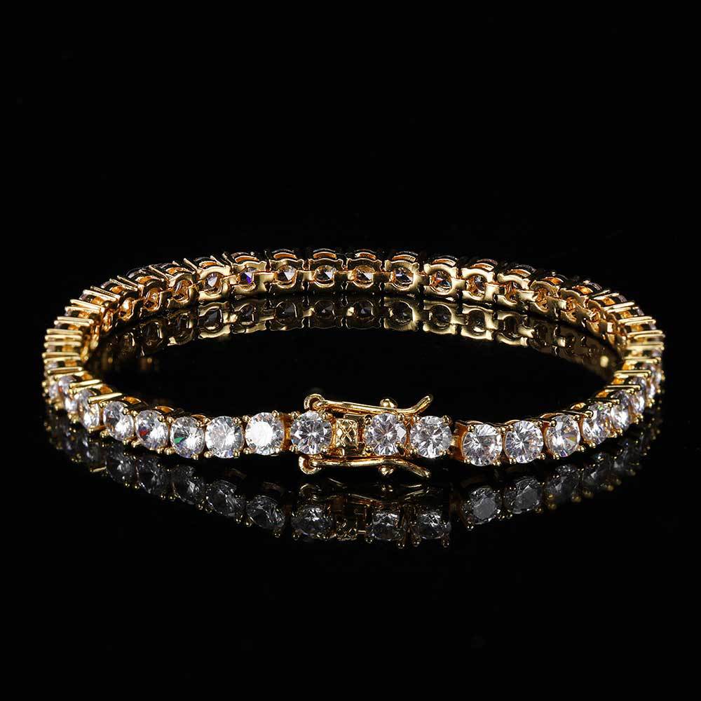 Iced Out Tennis Chain Bracelet – 2/3/4mm Pave-Set CZ Hip Hop Bracelet for Men & Women