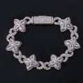 Iced Out Flower Clover Bracelet – Four-Petal Gemstone Hip Hop Bangle with Box Clasp | Esekeem