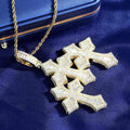 Iced Out Stitched Patch Cross Pendant – 925 Sterling Silver Enamel Moissanite Necklace | Hip Hop Streetwear Cross | GRA Certified