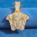 Iced Out Buddha Head Moissanite Pendant Necklace – S925 Sterling Silver Meditating Buddha Charm with 3mm Twist Chain, Hip Hop Religious Jewelry, 24"
