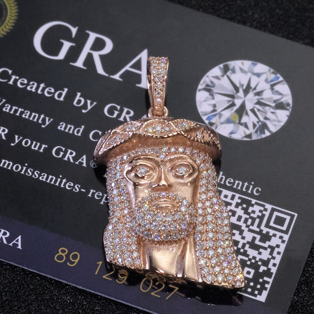 Iced Out Jesus Head Pendant – S925 Silver Full-Pave Moissanite Hip Hop Jesus Piece Necklace with 24" Rope Chain, Pass Diamond Tester