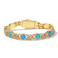 Blue Opal Moissanite Cuban Link Bracelet – S925 Sterling Silver Iced Out Gemstone Bangle | Esekeem
