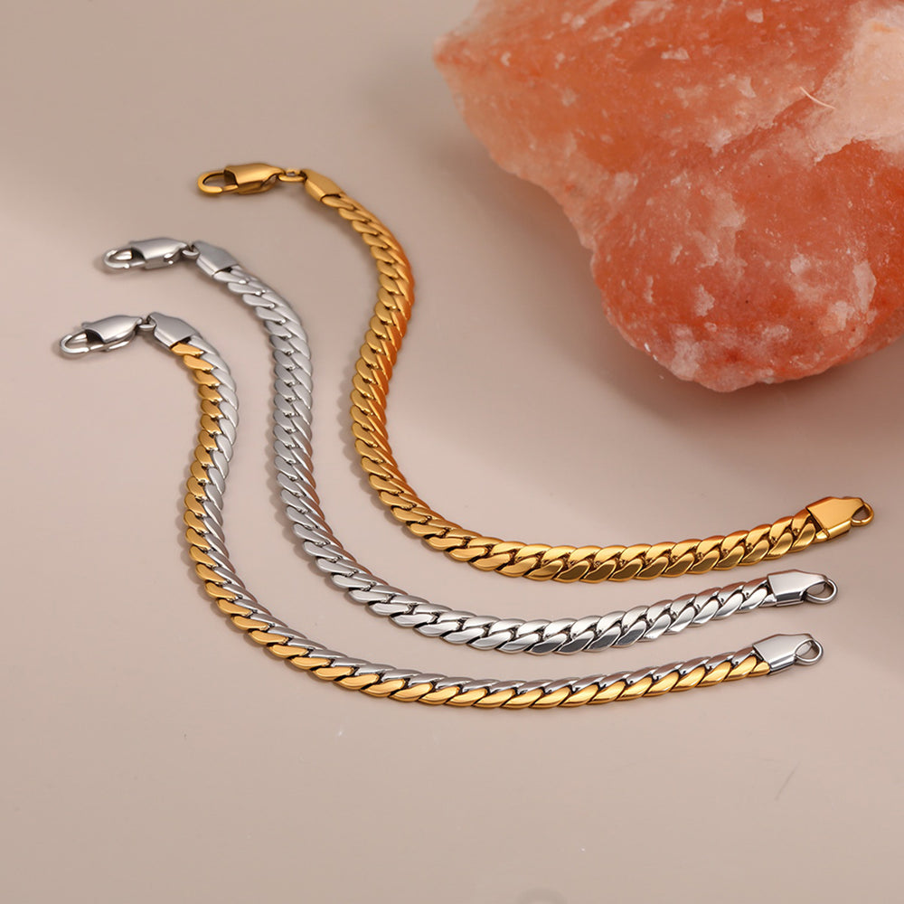 Women's 18K Gold Plated Stainless Steel Cuban Link Bracelet