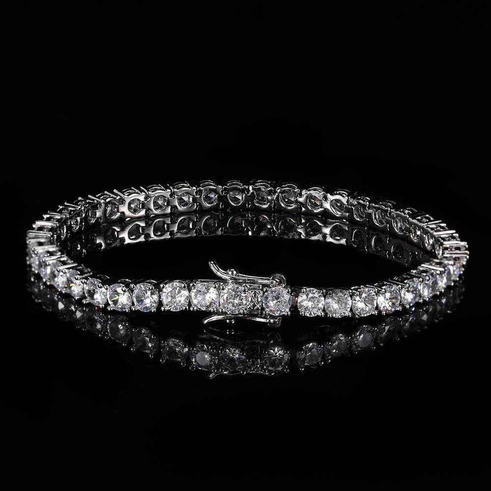 Iced Out Tennis Chain Bracelet – 2/3/4mm Pave-Set CZ Hip Hop Bracelet for Men & Women