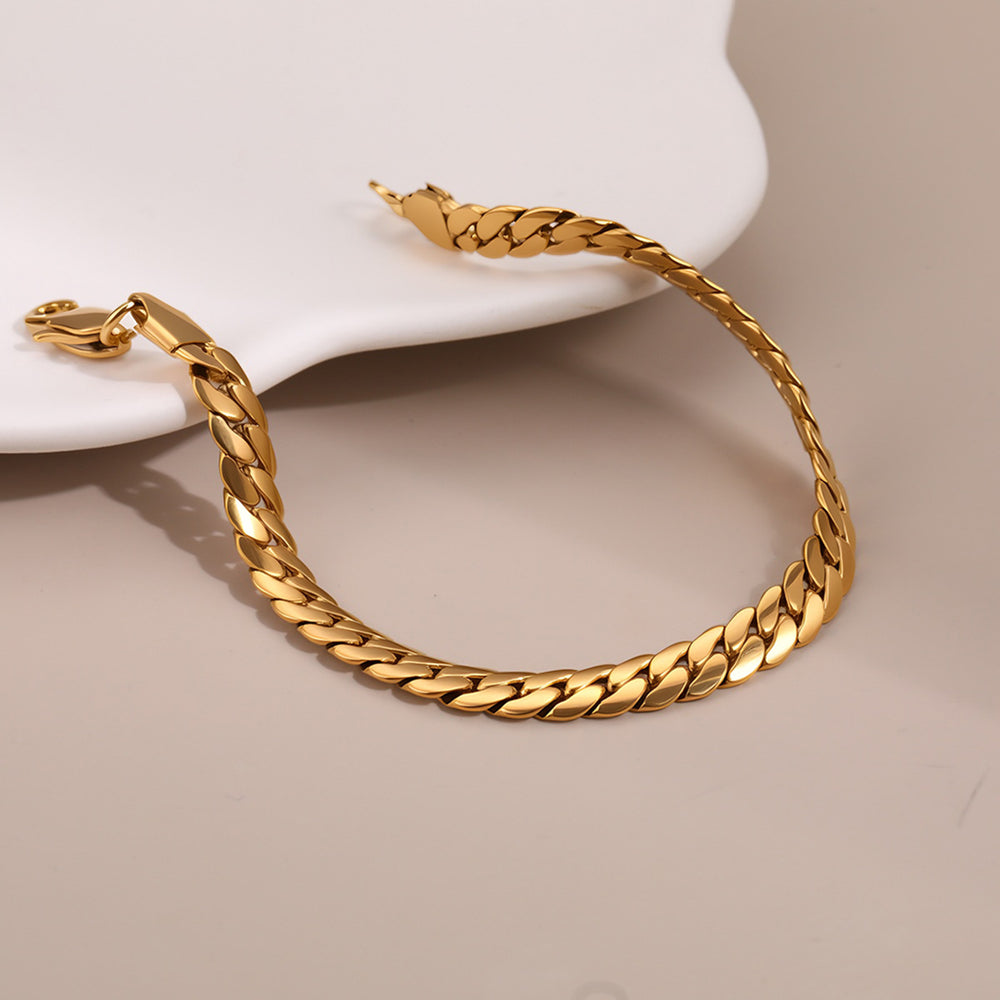 Women's 18K Gold Plated Stainless Steel Cuban Link Bracelet