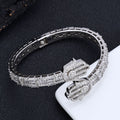 Iced Out Moissanite Baguette Bangle – S925 Sterling Silver Geometric Initial Cuff Bracelet – GRA Certified Diamond Tester Pass Hip Hop Jewelry
