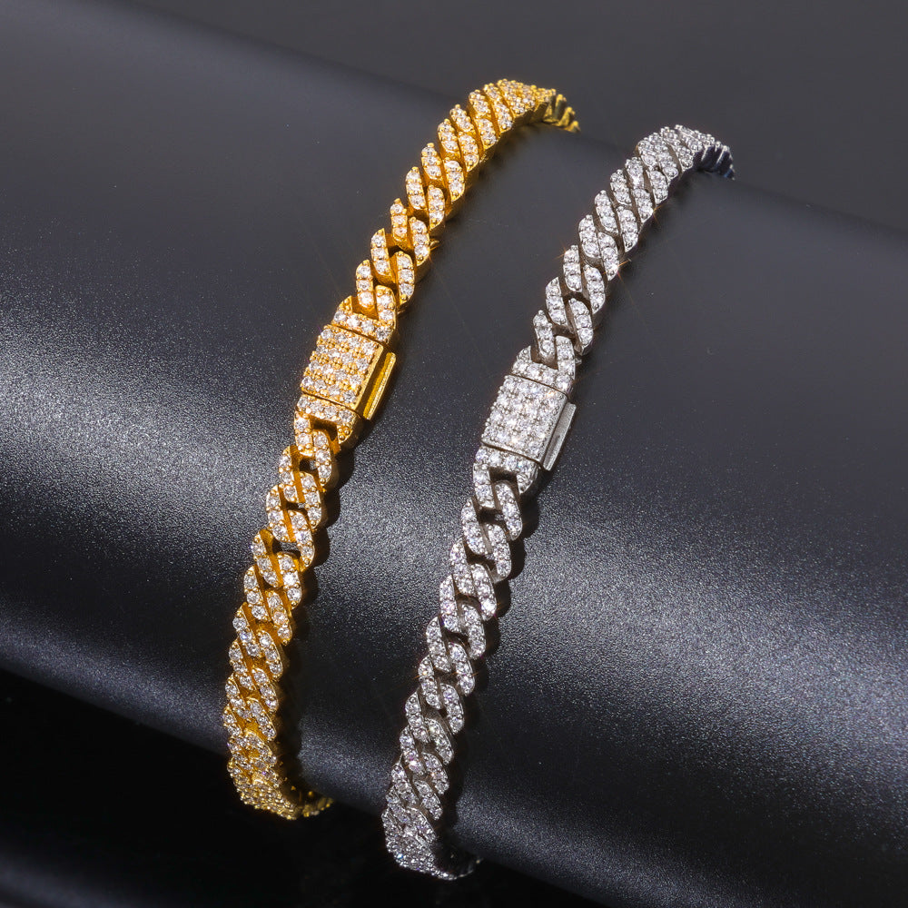 5mm Moissanite Cuban Link Bracelet – S925 Silver GRA Certified Iced Out Hip Hop Bracelet for Men & Women, Pass Diamond Tester