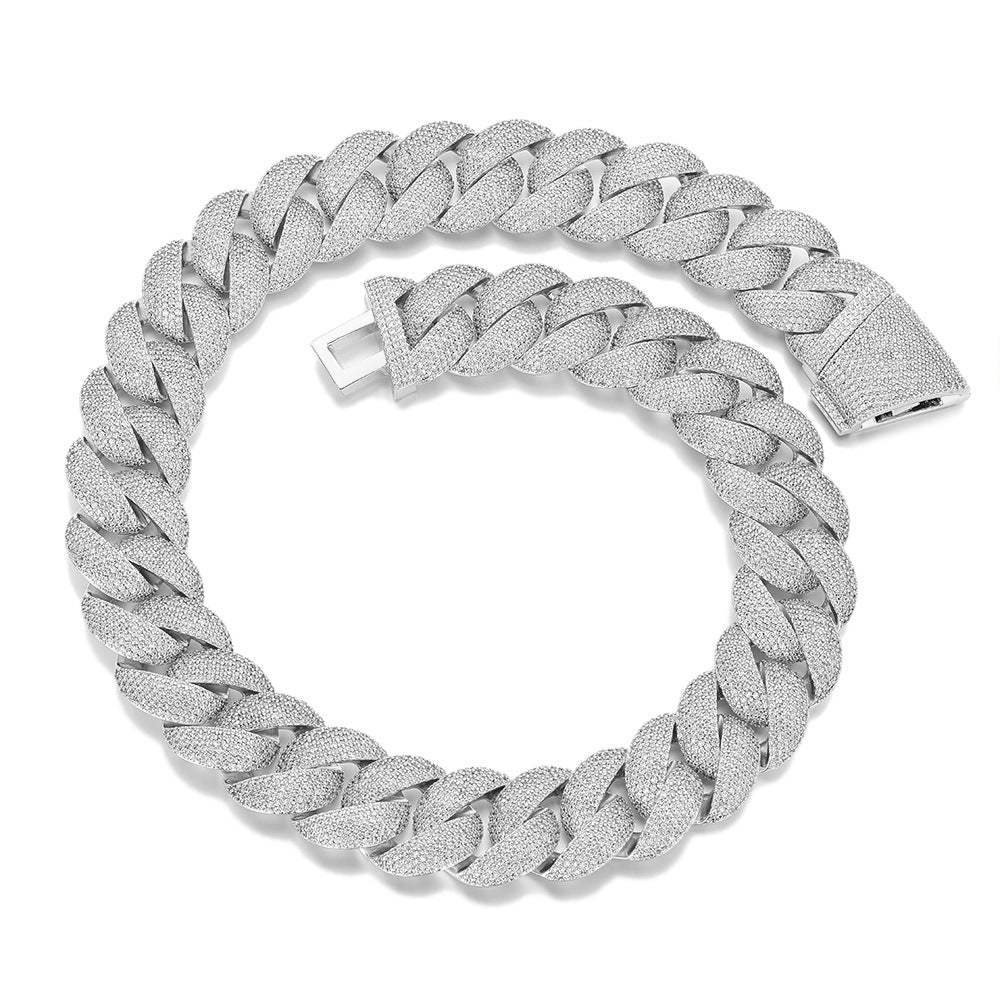 22mm Iced Out Cuban Link Bracelet — Gold Plated CZ Bling Cuban Chain Bracelet for Men & Women, Hip Hop Rapper Jewelry, White Gold / Yellow Gold / Rose Gold