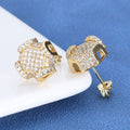 Iced Out Geometric D-Letter Cube Stud Earrings – 925 Sterling Silver Hip Hop Mens Studs | VVS Moissanite | GRA Certified | Pair