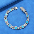 Blue Opal Moissanite Cuban Link Bracelet – S925 Sterling Silver Iced Out Gemstone Bangle | Esekeem White Gold - KRWN Fine Jewelry