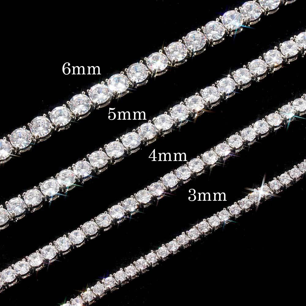 Esekeem Iced Out Tennis Chain Necklace for Men – 3mm & 4mm CZ Gold/Silver Hip Hop Chain 16"-24" Silver - KRWN Fine Jewelry