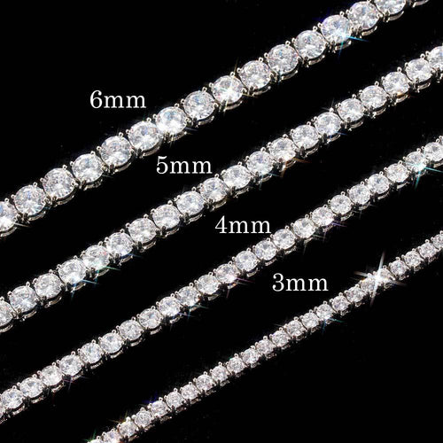 Esekeem Iced Out Tennis Chain Necklace for Men – 3mm & 4mm CZ Gold/Silver Hip Hop Chain 16"-24" Silver - KRWN Fine Jewelry