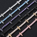 Geometric Spike Moissanite Tennis Necklace + Bracelet Set — Iced Out Diamond Link Black Gold Hip Hop Chain for Men White Gold White - KRWN Fine Jewelry
