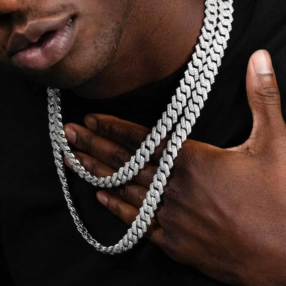 Gold Plated CZ Chain — 15mm Baguette Cuban Link Bracelet for Men 18k Gold - KRWN Fine Jewelry