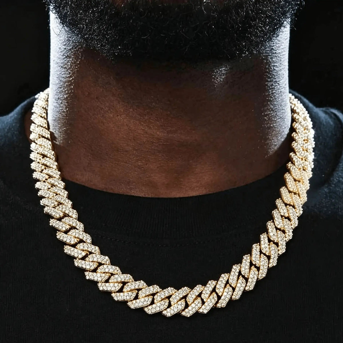 Gold Plated CZ Chain — 15mm Baguette Cuban Link Bracelet for Men 18k Gold - KRWN Fine Jewelry