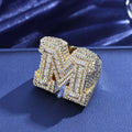 Iced Out Baguette Moissanite Initial Letter Ring – S925 Sterling Silver Custom Alphabet Ring, Hip Hop Pinky Ring for Men, US 7-11 Gold - KRWN Fine Jewelry