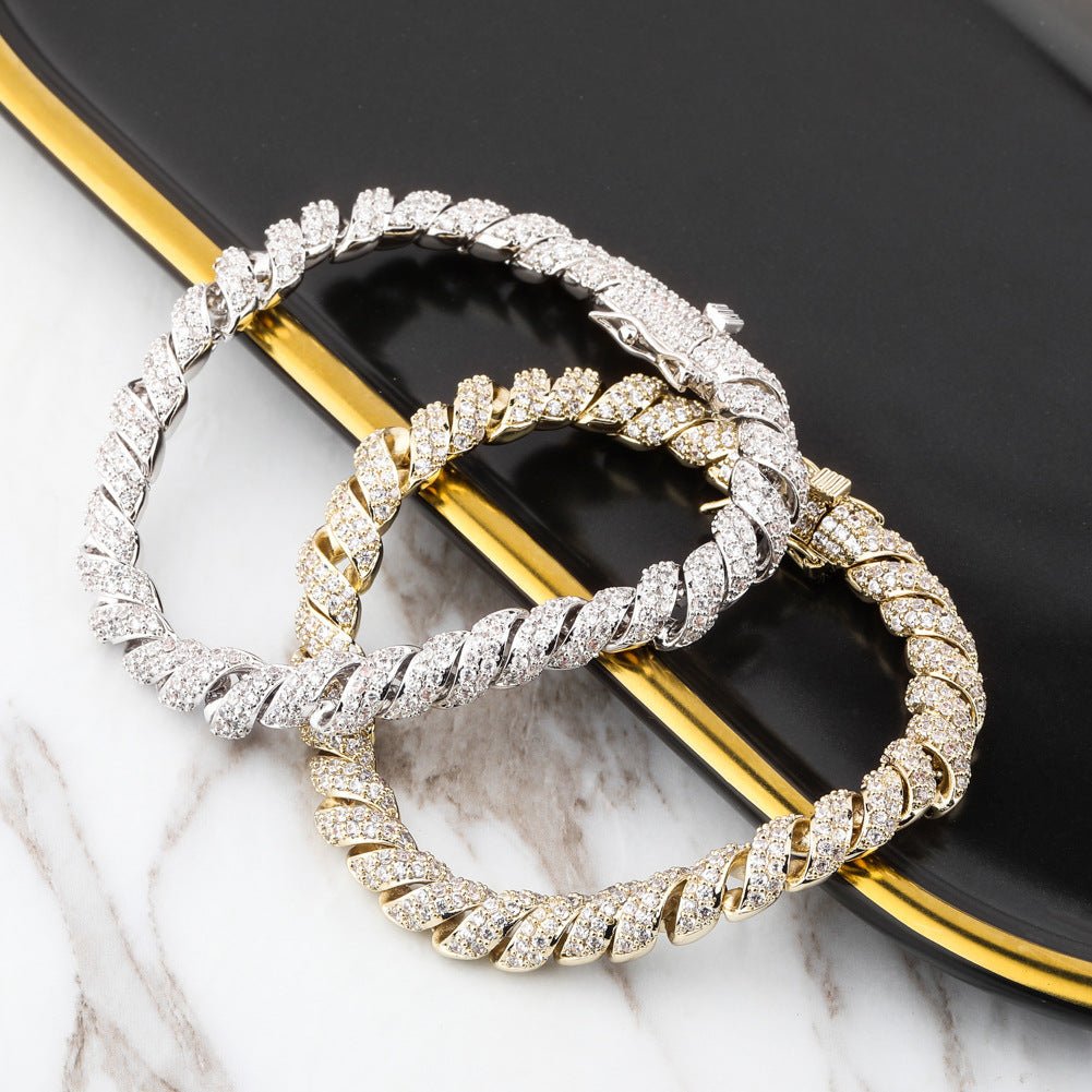 Iced Out Cuban Link Bracelet CZ Diamond Gold Silver Hip Hop Jewelry Gold - KRWN Fine Jewelry