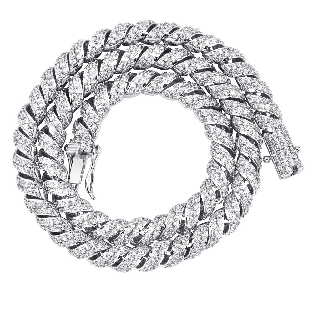 Iced Out Cuban Link Bracelet CZ Diamond Gold Silver Hip Hop Jewelry Silver - KRWN Fine Jewelry