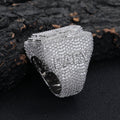 Iced Out Custom Letter Ring — Baguette CZ Initial Ring for Men, Gold Plated Hip Hop Bling Pinky Ring, Sizes 7-10 White Gold - KRWN Fine Jewelry