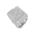 Iced Out Custom Letter Ring — Baguette CZ Initial Ring for Men, Gold Plated Hip Hop Bling Pinky Ring, Sizes 7-10 White Gold - KRWN Fine Jewelry