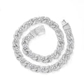 Iced Out Flower Cuban Link Chain – 15mm Pave-Set CZ Hip Hop Necklace for Men & Women | 170g Heavy Statement Jewelry White Gold - KRWN Fine Jewelry